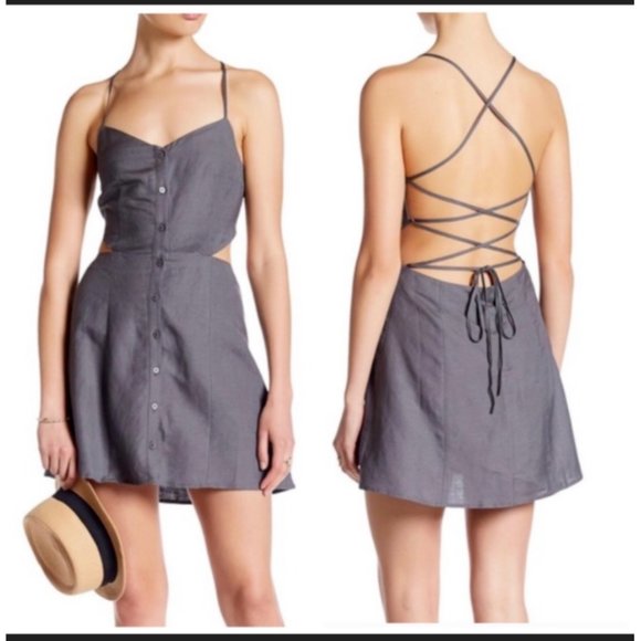 Dolce Vita Dresses & Skirts - Dolce Vita Bee Dress Linen Blend Lace Up Back Cut Out Mini Dress